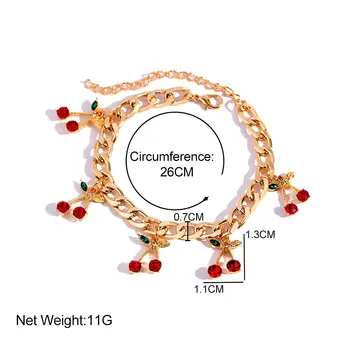 Trendy Nye Bling Guld Sølvfarvet Metal Cubanske Kæde Armbånd til Kvinder Pink Cherry Red Crystal Armbånd Søde Piger Smykker