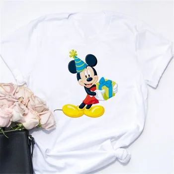 Disney T-shirt Kvinder Tegnefilm Tee Mickey, Minnie Mouse Kort Sommer Almindelig Tshirt O-Hals Hvide Toppe, t-Shirt Løs 2021